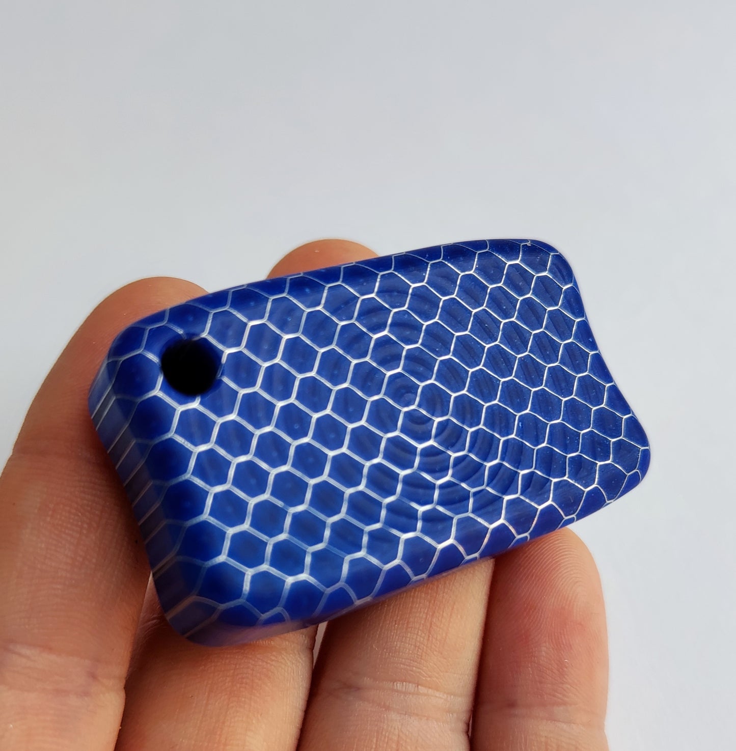 Fidget Bar / EDC Worry Stone / Soap Bar Shape / Haptic toy / Honeycomb pattern Blue