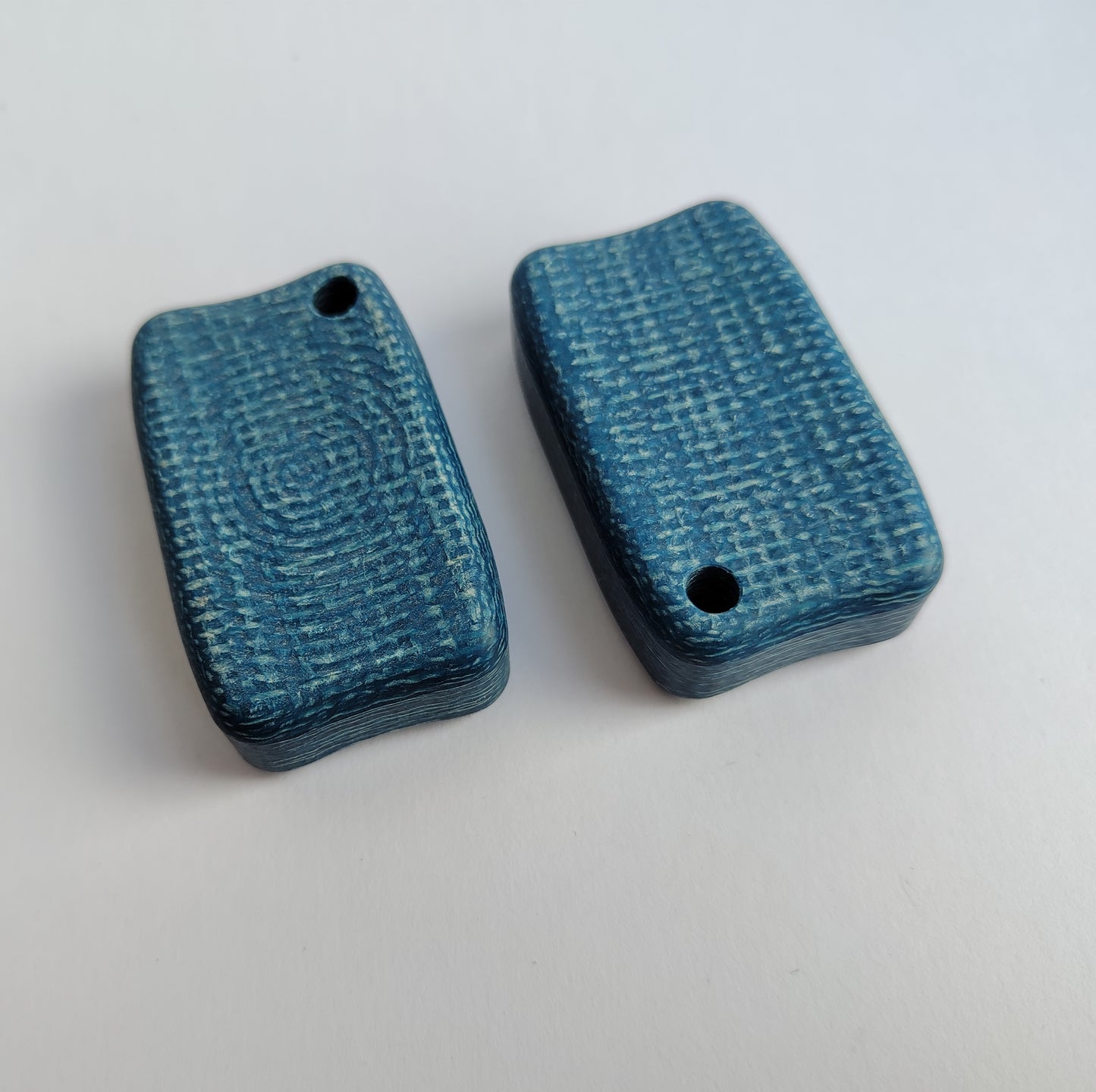 Micarta Fidget Bar / EDC Haptic Worry Stone / Soap Bar Shape Pocket Toy from Aqua Jute (blue) Micarta