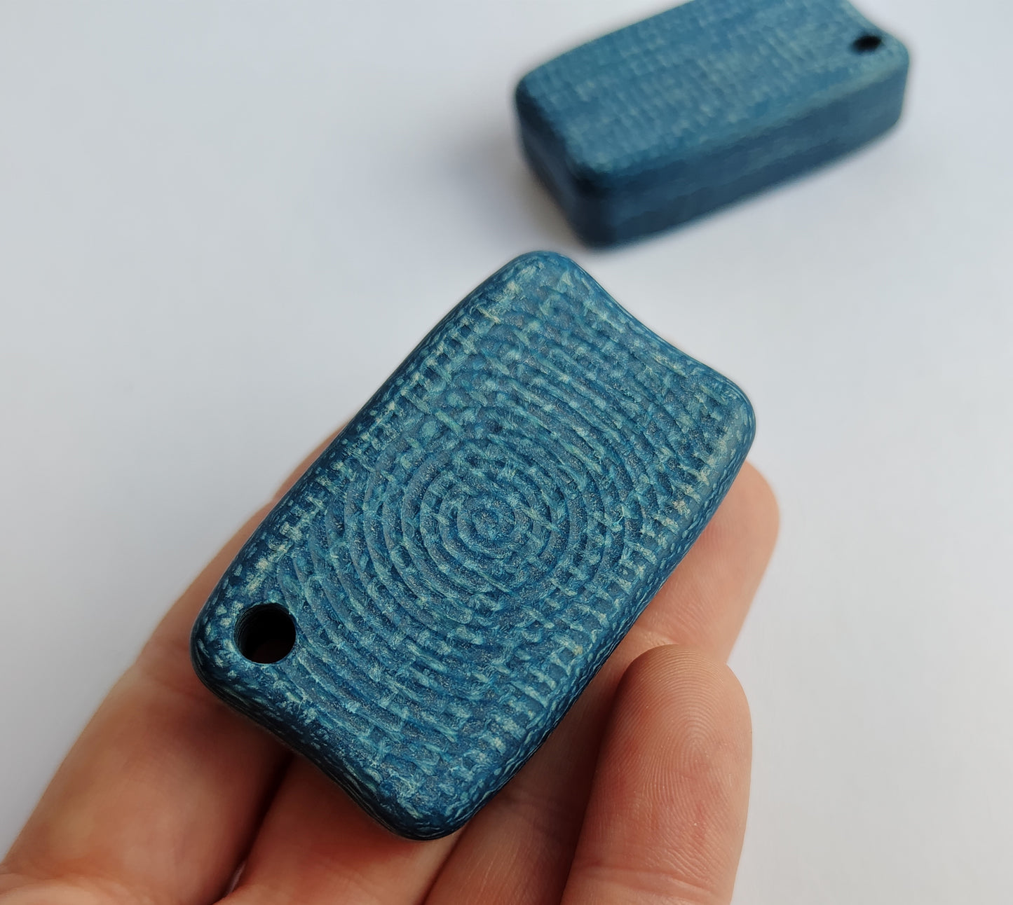 Micarta Fidget Bar / EDC Haptic Worry Stone / Soap Bar Shape Pocket Toy from Aqua Jute (blue) Micarta