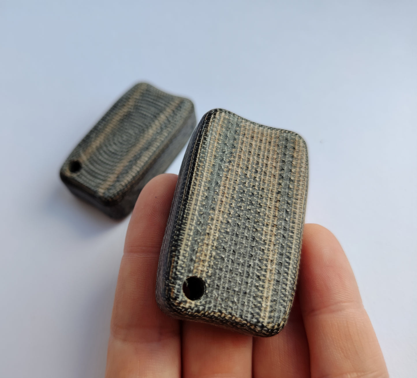 Micarta Fidget Bar / EDC Haptic Worry Stone / Soap Bar Shape Pocket Toy from Black & Natural Micarta