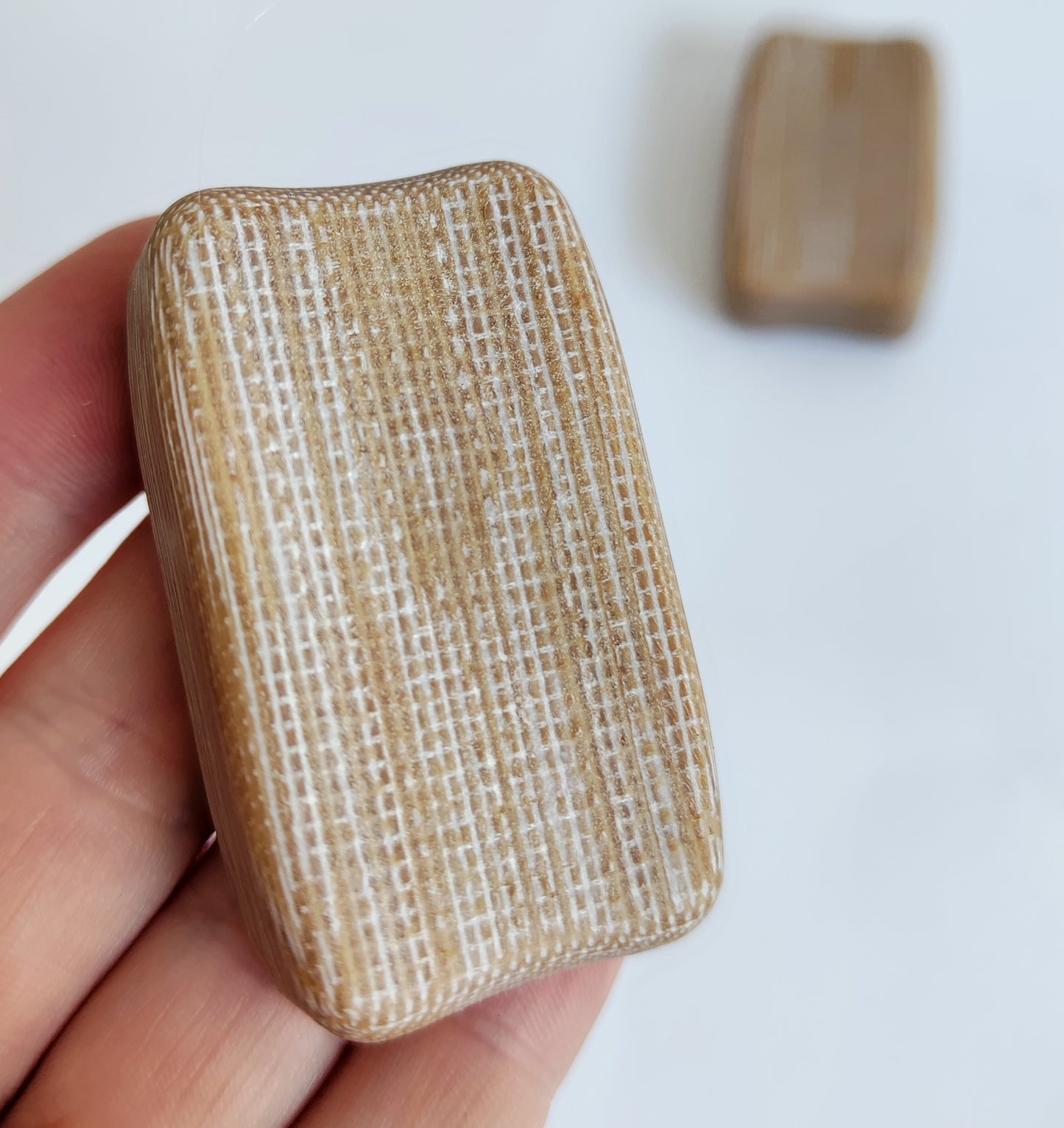 Micarta Fidget Bar / EDC Haptic Worry Stone / Soap Bar Shape Pocket Toy from Light Brown Micarta